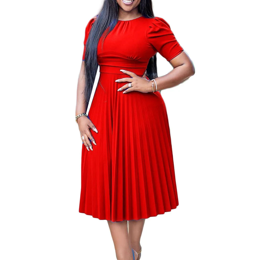Pleated Charm Midi Dress
