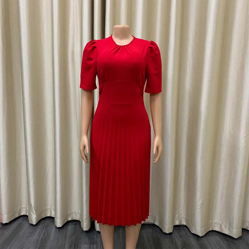 Pleated Charm Midi Dress