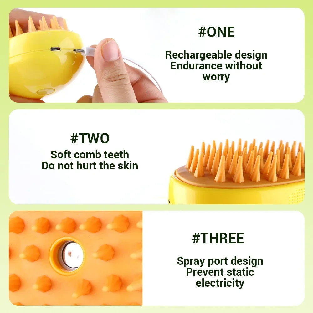 FurryFresh 3-in-1 Steamy Massage Brush