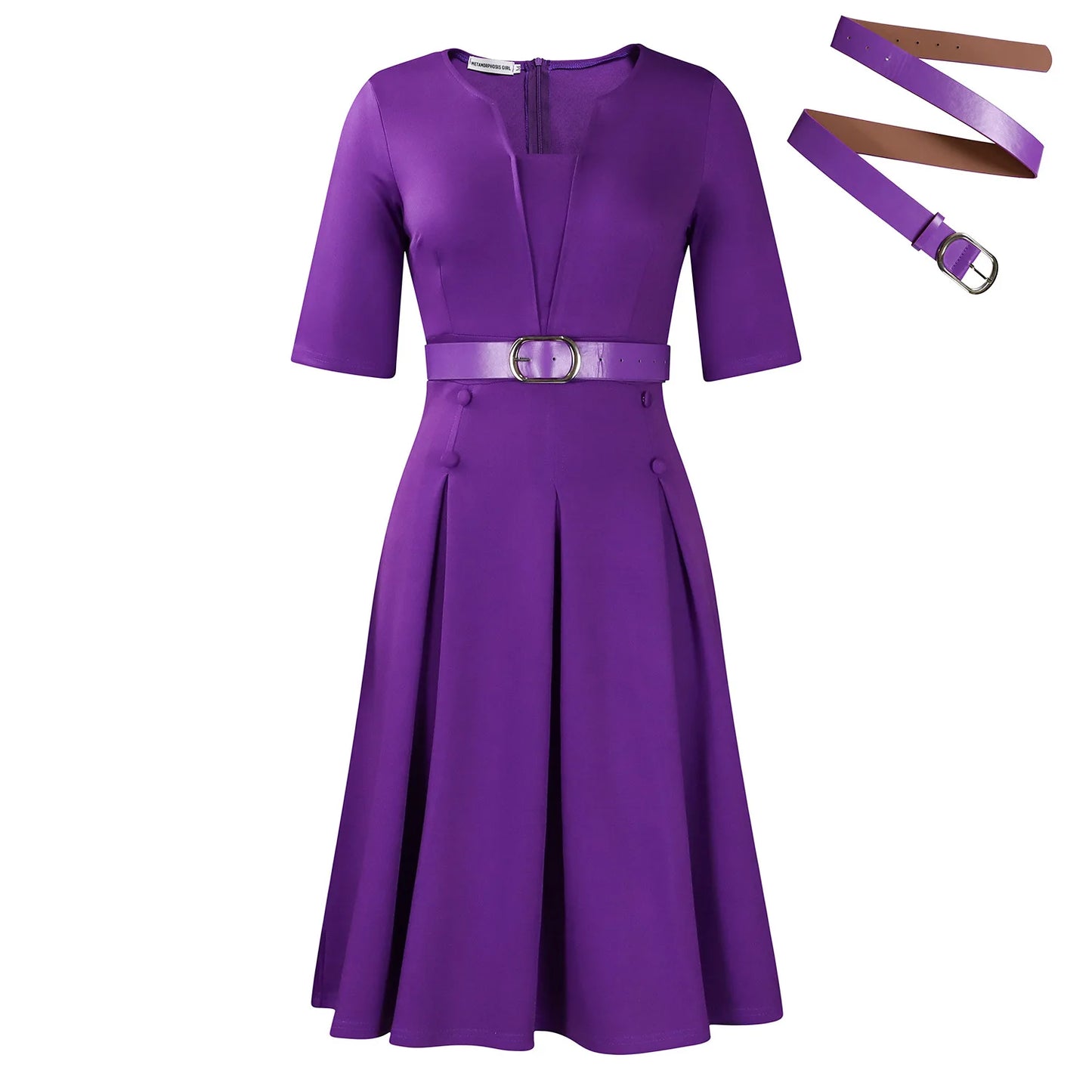 AutumnGrace Plus-Size Midi Dress