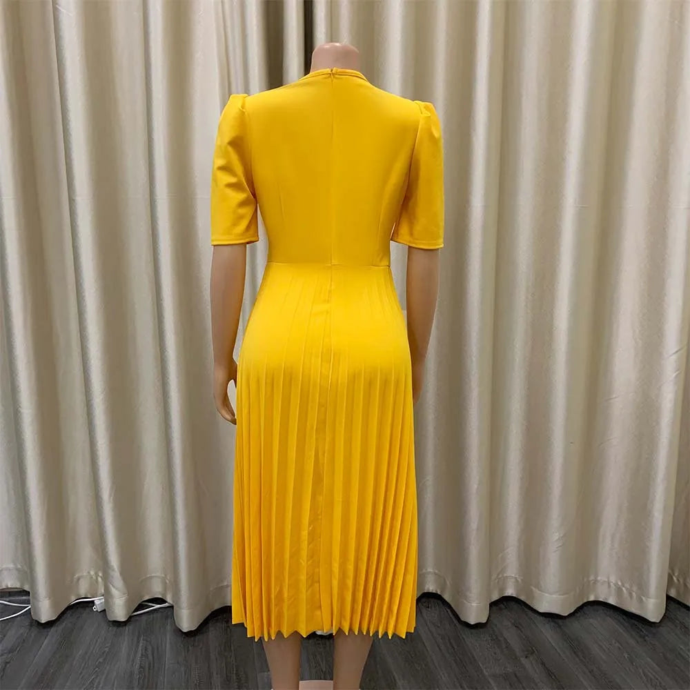Pleated Charm Midi Dress