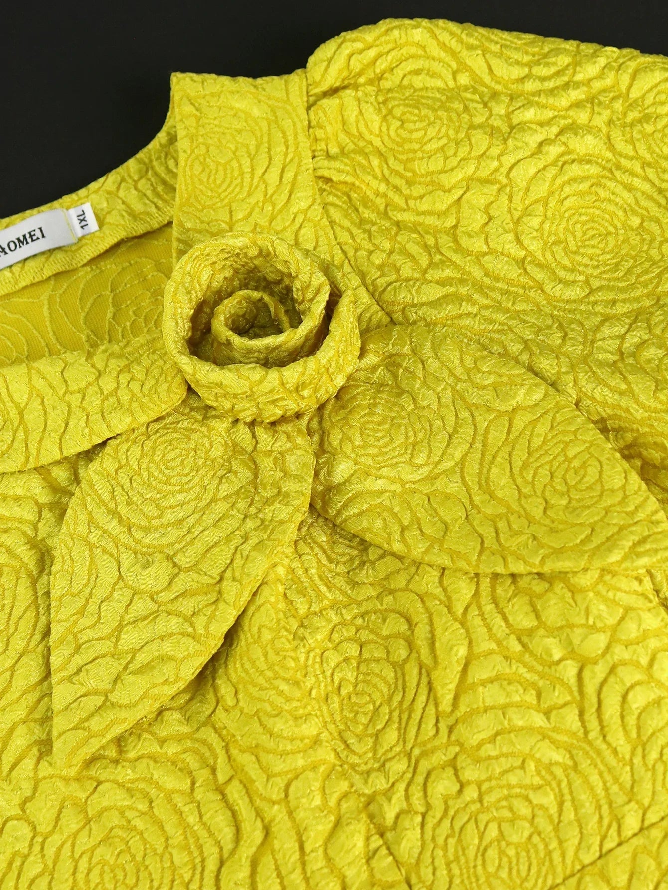 GoldenBloom Jacquard Midi Dress