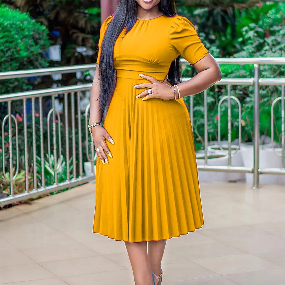 Pleated Charm Midi Dress