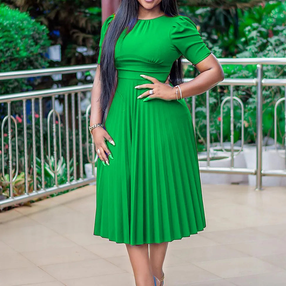 Pleated Charm Midi Dress