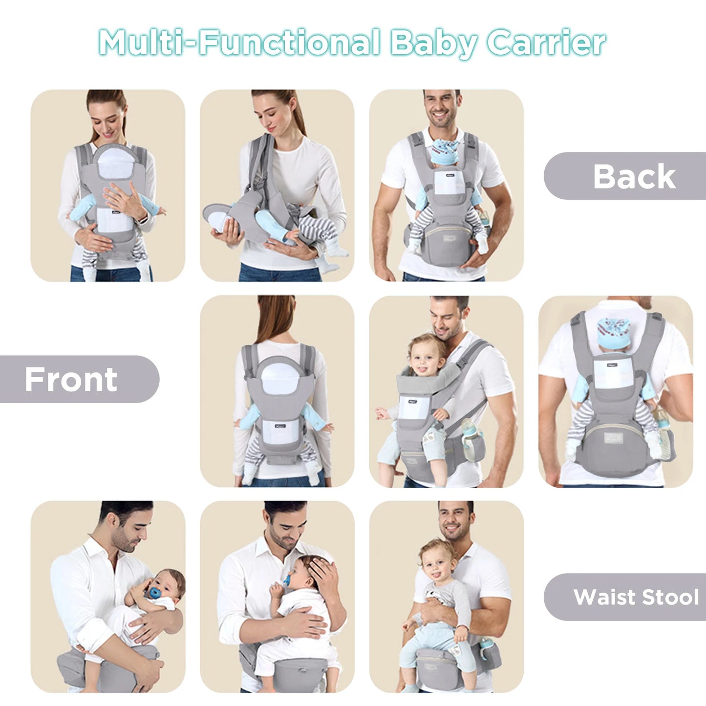 CarryEase Pro: Ergonomic Baby Carrier & Waist Stool