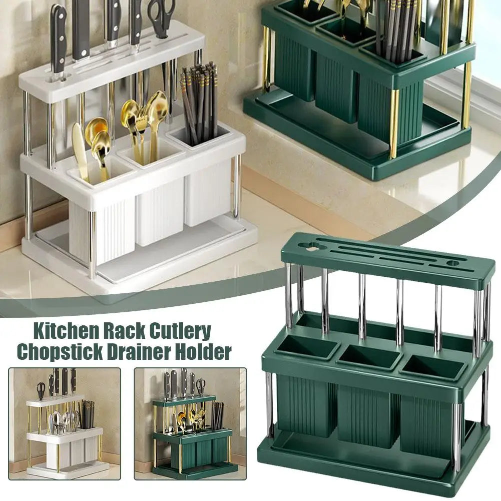 New Kitchen Cutlery Holder Spoon Fork Chopstick Storage Rack Utensils Organizer Box Multifunctional Spoon Drain Storage Rack