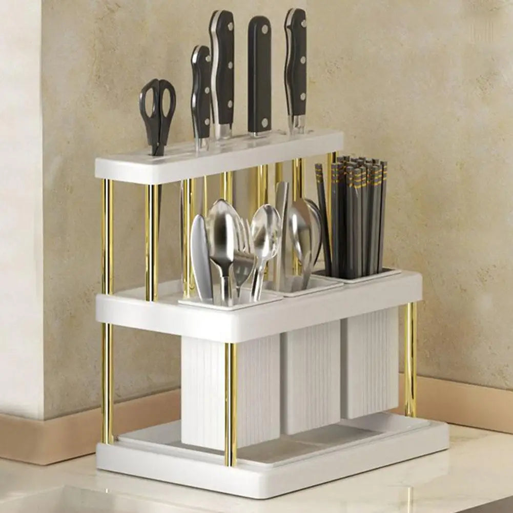 New Kitchen Cutlery Holder Spoon Fork Chopstick Storage Rack Utensils Organizer Box Multifunctional Spoon Drain Storage Rack