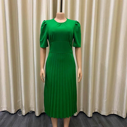 Pleated Charm Midi Dress
