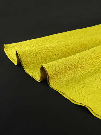 GoldenBloom Jacquard Midi Dress