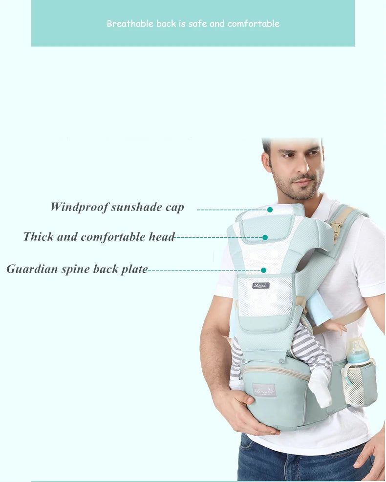 CarryEase Pro: Ergonomic Baby Carrier & Waist Stool