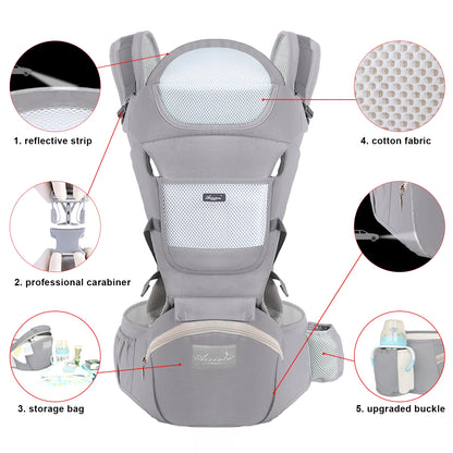 CarryEase Pro: Ergonomic Baby Carrier & Waist Stool